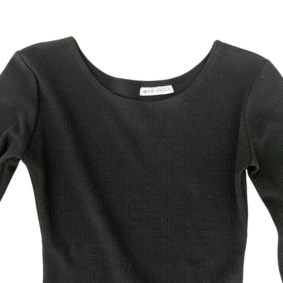 Eve + Enoch Black Ribbed Long Sleeve Midi Dress - Size XS - Picture 3 of 5